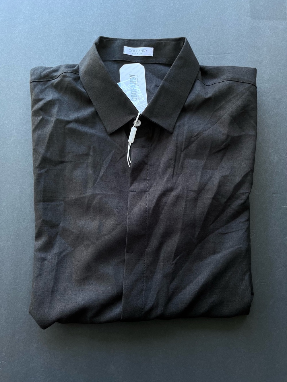 Men's Black Casual Camp Beach Shirt w/ Hidden Flap Button Panel Rayon Linen Blnd